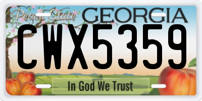 GA license plate CWX5359