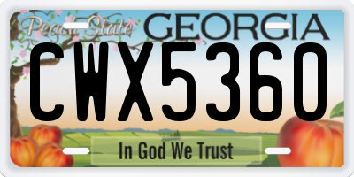 GA license plate CWX5360