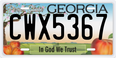 GA license plate CWX5367