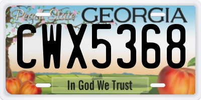 GA license plate CWX5368