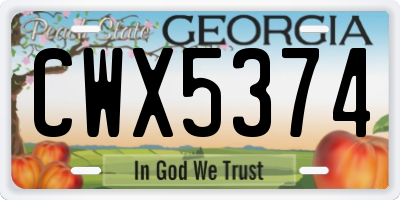 GA license plate CWX5374