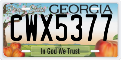 GA license plate CWX5377