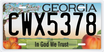 GA license plate CWX5378