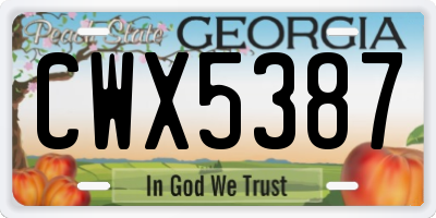 GA license plate CWX5387