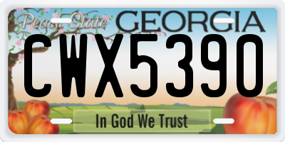 GA license plate CWX5390