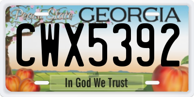 GA license plate CWX5392