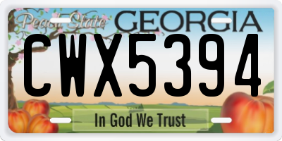 GA license plate CWX5394