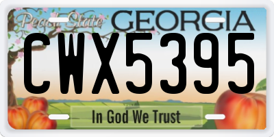 GA license plate CWX5395