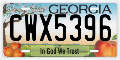GA license plate CWX5396
