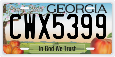 GA license plate CWX5399