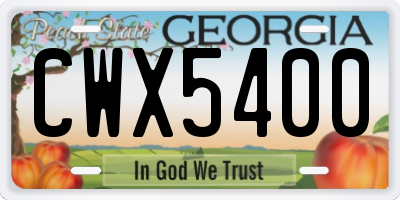 GA license plate CWX5400