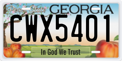 GA license plate CWX5401