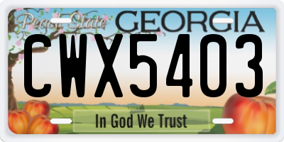 GA license plate CWX5403