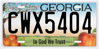 GA license plate CWX5404
