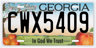 GA license plate CWX5409
