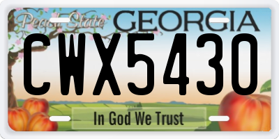 GA license plate CWX5430