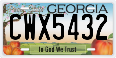 GA license plate CWX5432