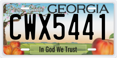 GA license plate CWX5441