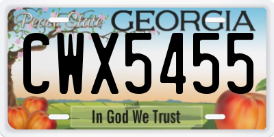 GA license plate CWX5455