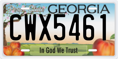 GA license plate CWX5461