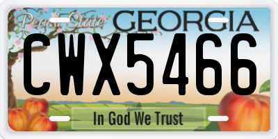 GA license plate CWX5466