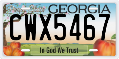 GA license plate CWX5467