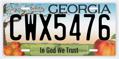 GA license plate CWX5476