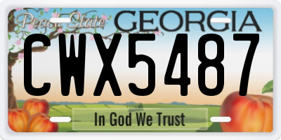 GA license plate CWX5487