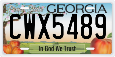 GA license plate CWX5489