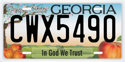 GA license plate CWX5490