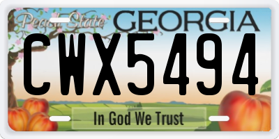 GA license plate CWX5494