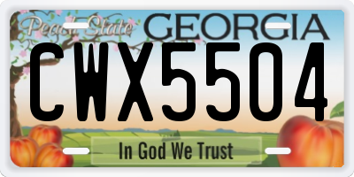 GA license plate CWX5504