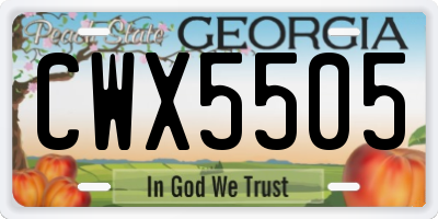 GA license plate CWX5505