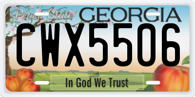 GA license plate CWX5506