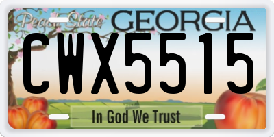 GA license plate CWX5515