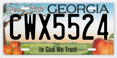 GA license plate CWX5524