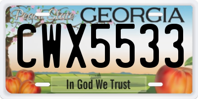 GA license plate CWX5533