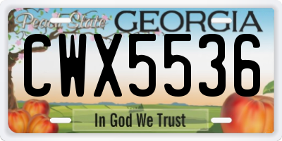 GA license plate CWX5536