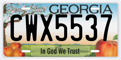 GA license plate CWX5537