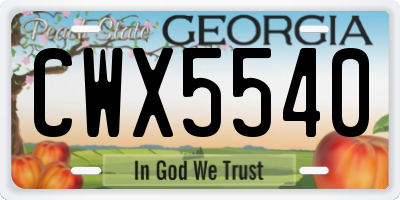 GA license plate CWX5540