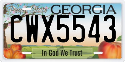 GA license plate CWX5543