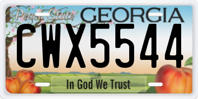 GA license plate CWX5544