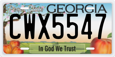GA license plate CWX5547