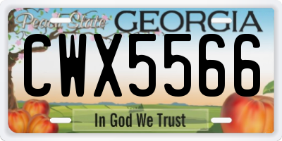 GA license plate CWX5566