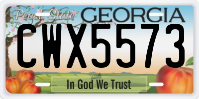 GA license plate CWX5573