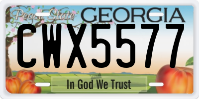 GA license plate CWX5577