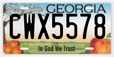 GA license plate CWX5578