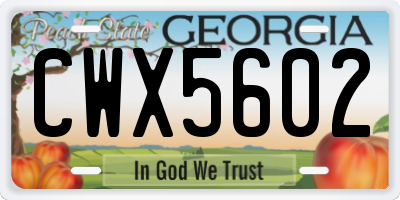 GA license plate CWX5602