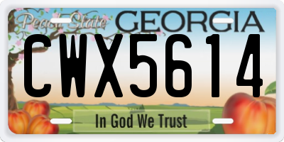 GA license plate CWX5614