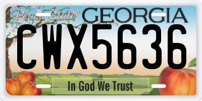 GA license plate CWX5636